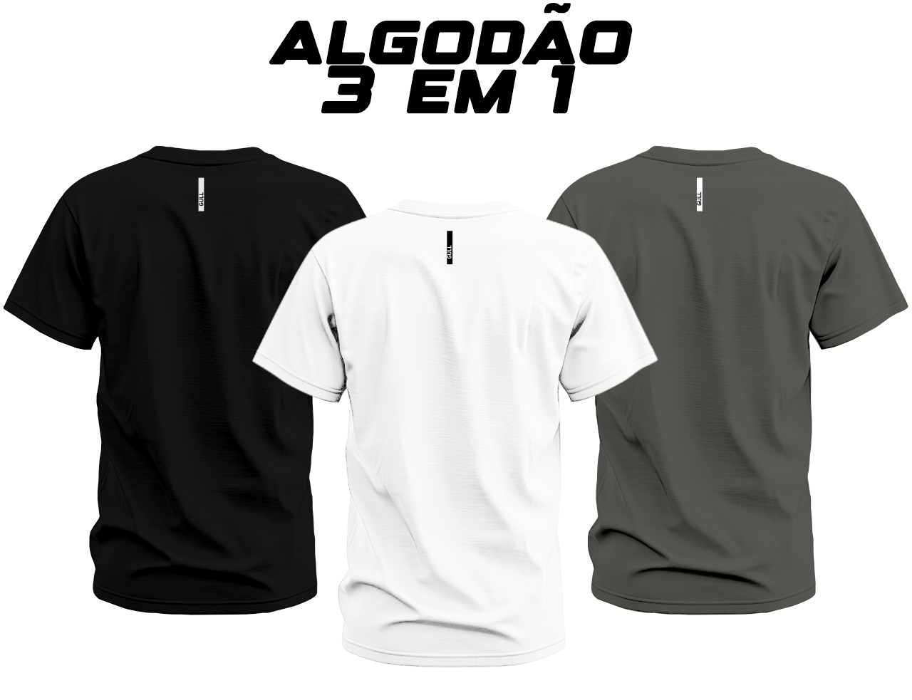 Kit Camisetas de Algodão Egípcio 3 em 1 - Gull Clothes