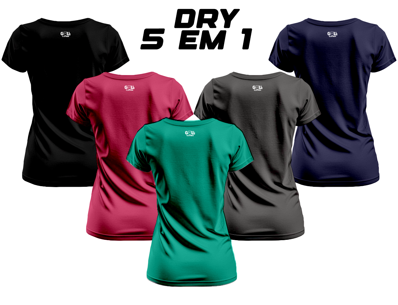 Kit Camisetas Baby Look Dry Poliamida 5 em 1 - Gull Clothes