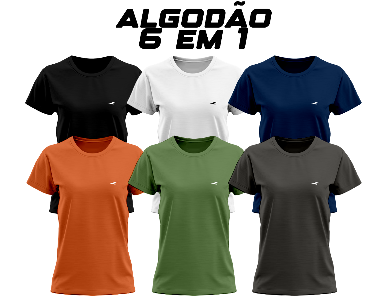 Kit Camisetas Baby Look de Algodão Egípcio 6 em 1 - Gull Clothes