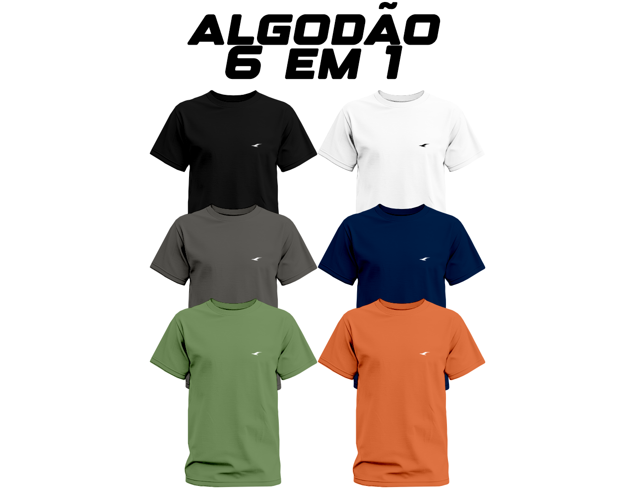 Kit Camisetas de Algodão Egípcio 6 em 1 - Gull Clothes